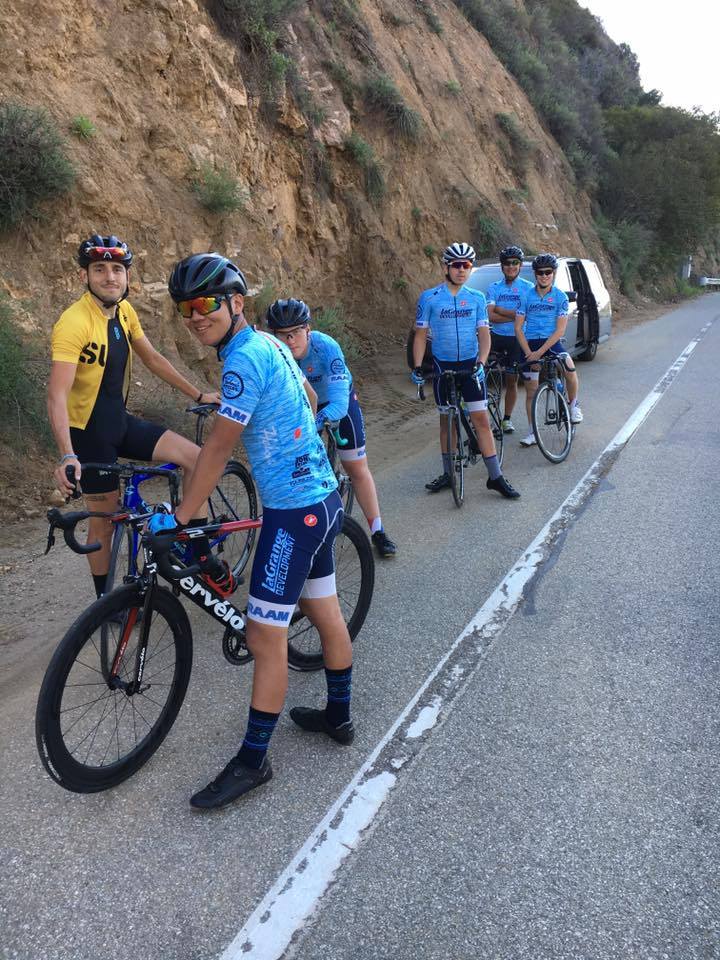 Mentor Jonathan Paris with the La Grange Development Team, scouting out the course for the San Dimas Stage Race.
