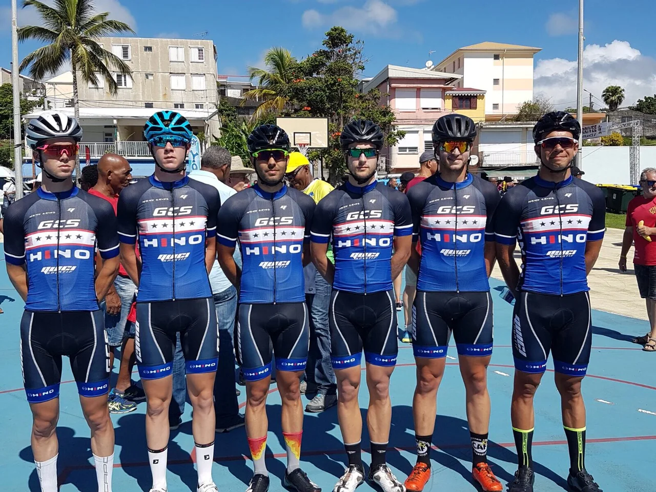 Eric (far left) lined up with his teammates ready to race!