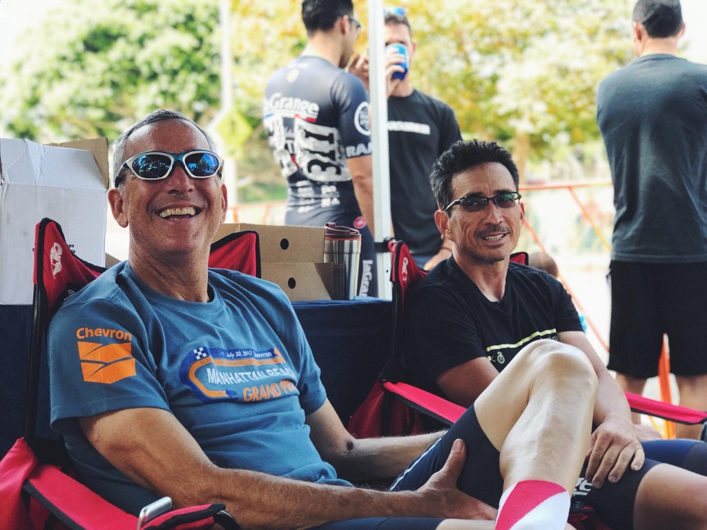 They came, they saw, they raced hard. Dan Funk and Glenn Savarese resting the legs at Camp LG.