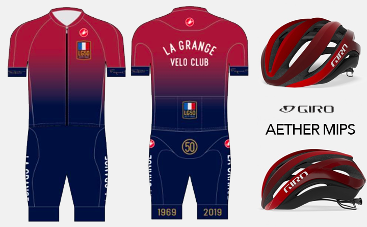 The Giro Aether MIPS helmet comes in red with a gradient that nicely matches the 50th Anniversary Kit. These are available to club members at an incredible price. Please ask Adam at Helen’s Cycles to order one for you.