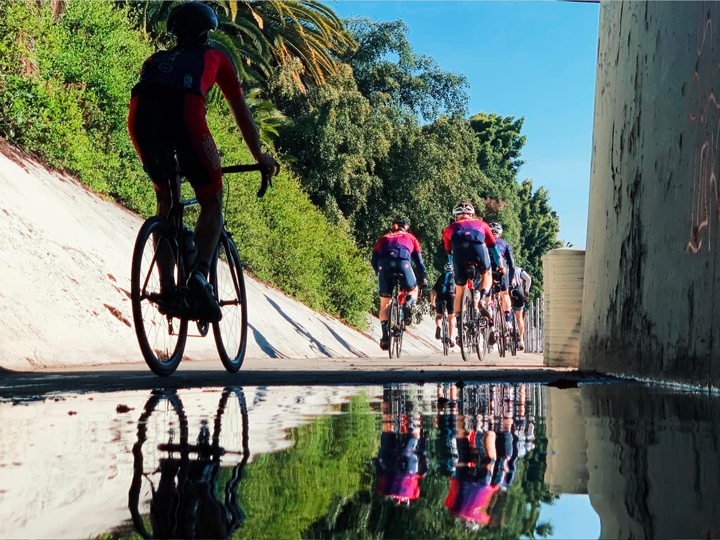 Riding on the Ballona Creek bike path. Photo by Leo…who else?!