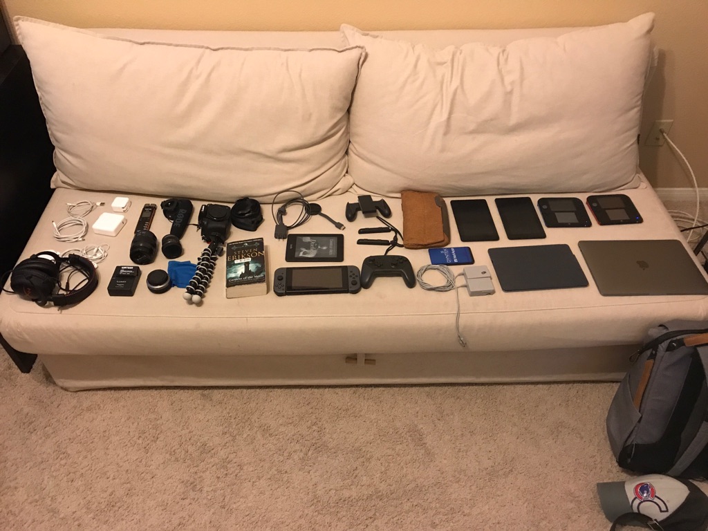 All of the electronics Nick and his family travel with.