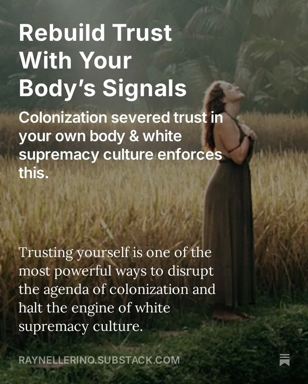 It&rsquo;s amazing how numb we can be to our bodily sensations. But it can be reclaimed ✨

Read more on my SubStack publication which includes a YouTube clip with @itsclaudiaparada 

Follow &amp; subscribe

https://substack.com/@raynellerino/note/p-1