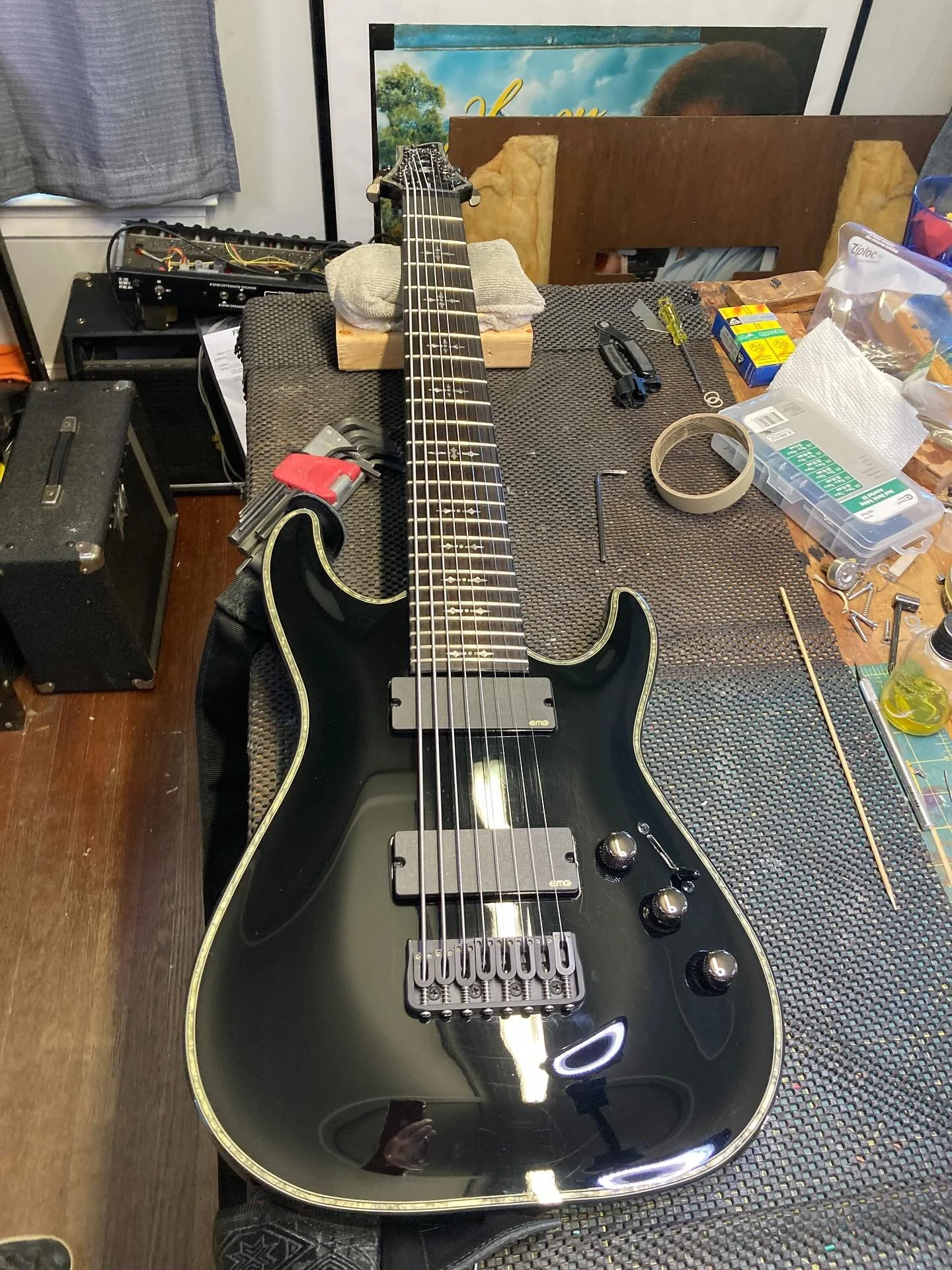 Finishing up this #schecter #8string in drop D#.
