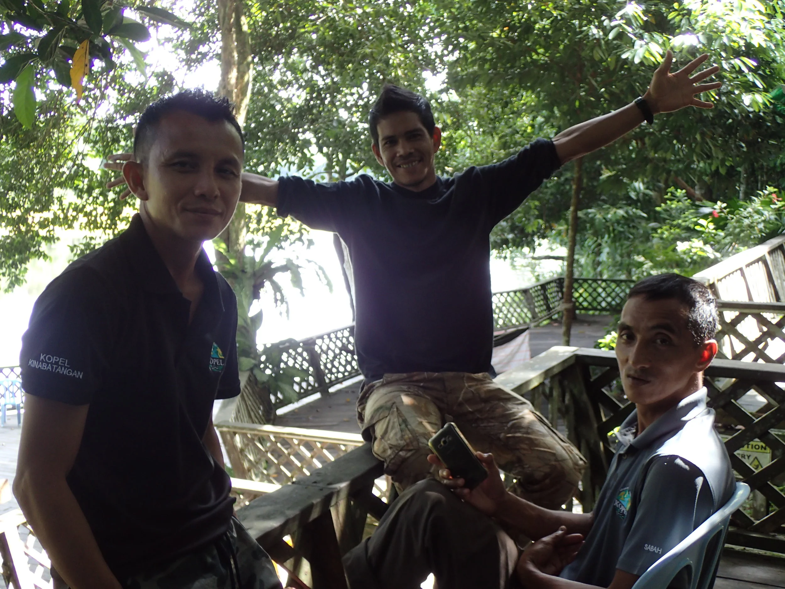 Azman, Budin and Ali at the Eco-camp. 