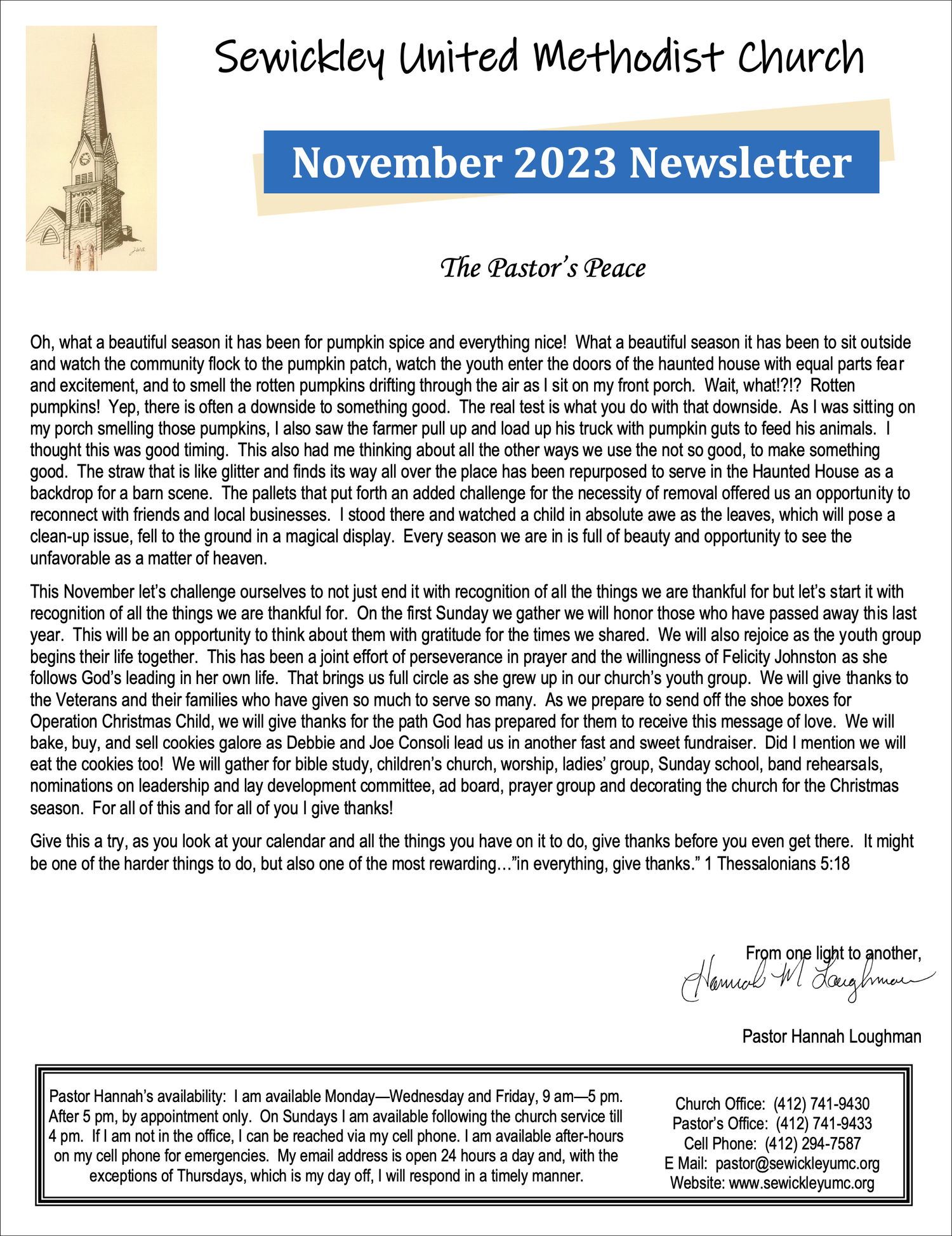 November 2023 Newsletter — Sewickley United Methodist Church