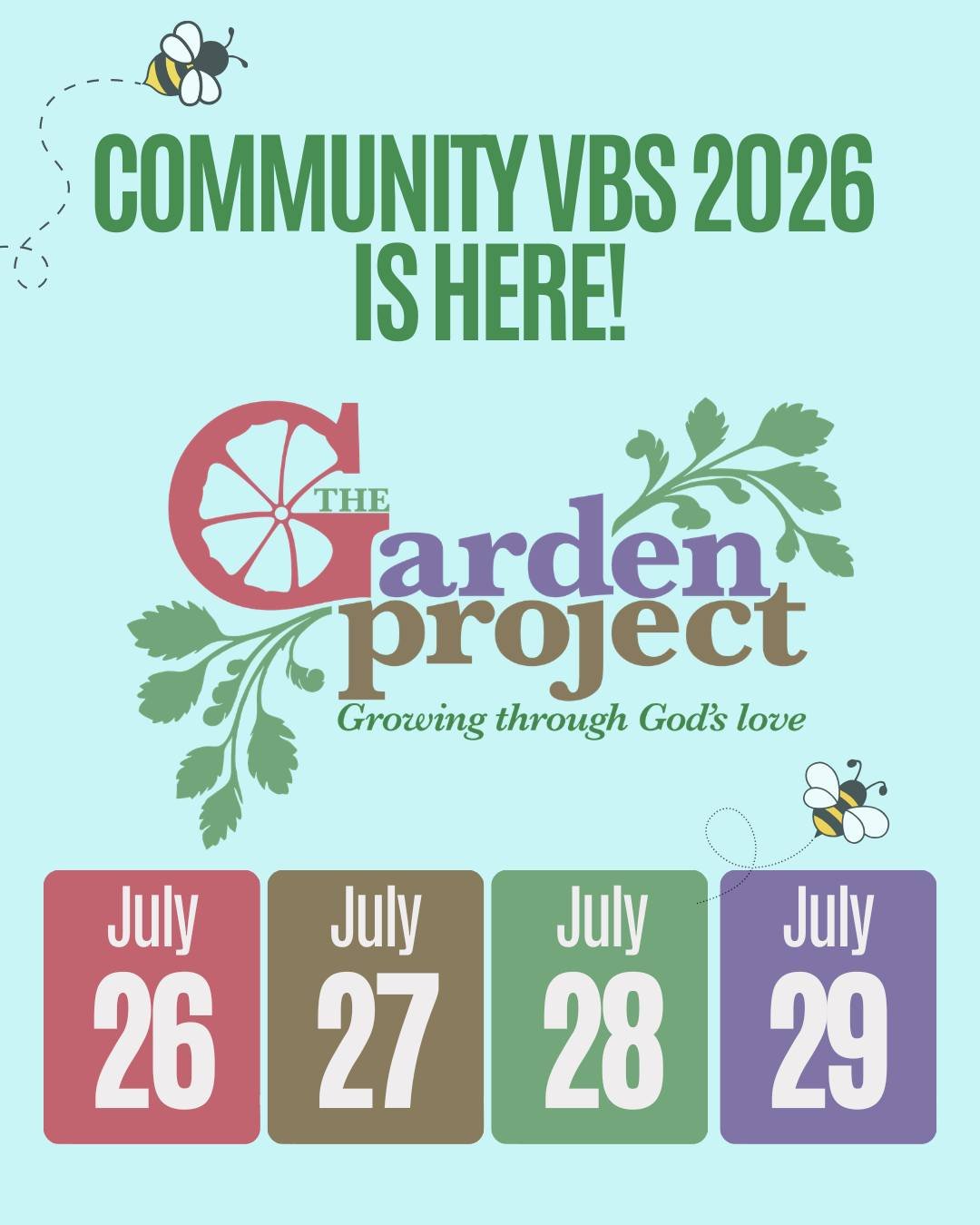 Our hearts are full! 💚

Thank you to everyone who joined us for the first evening of Community VBS, Garden Project: Growing Together Through God's Love!

We can't wait to keep growing together this week!
