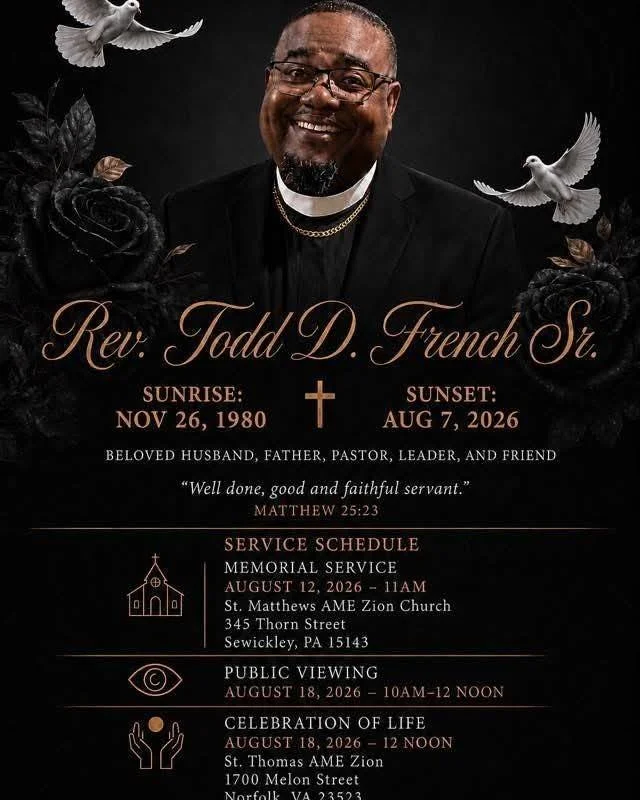 To the friends and family of Reverend Todd French we mourn with you. Our hearts are full of sorrow and our hearts are full of the resurrection hope we have in Jesus Christ. So we say to you our brother in Christ, till we meet again. 

If you would li