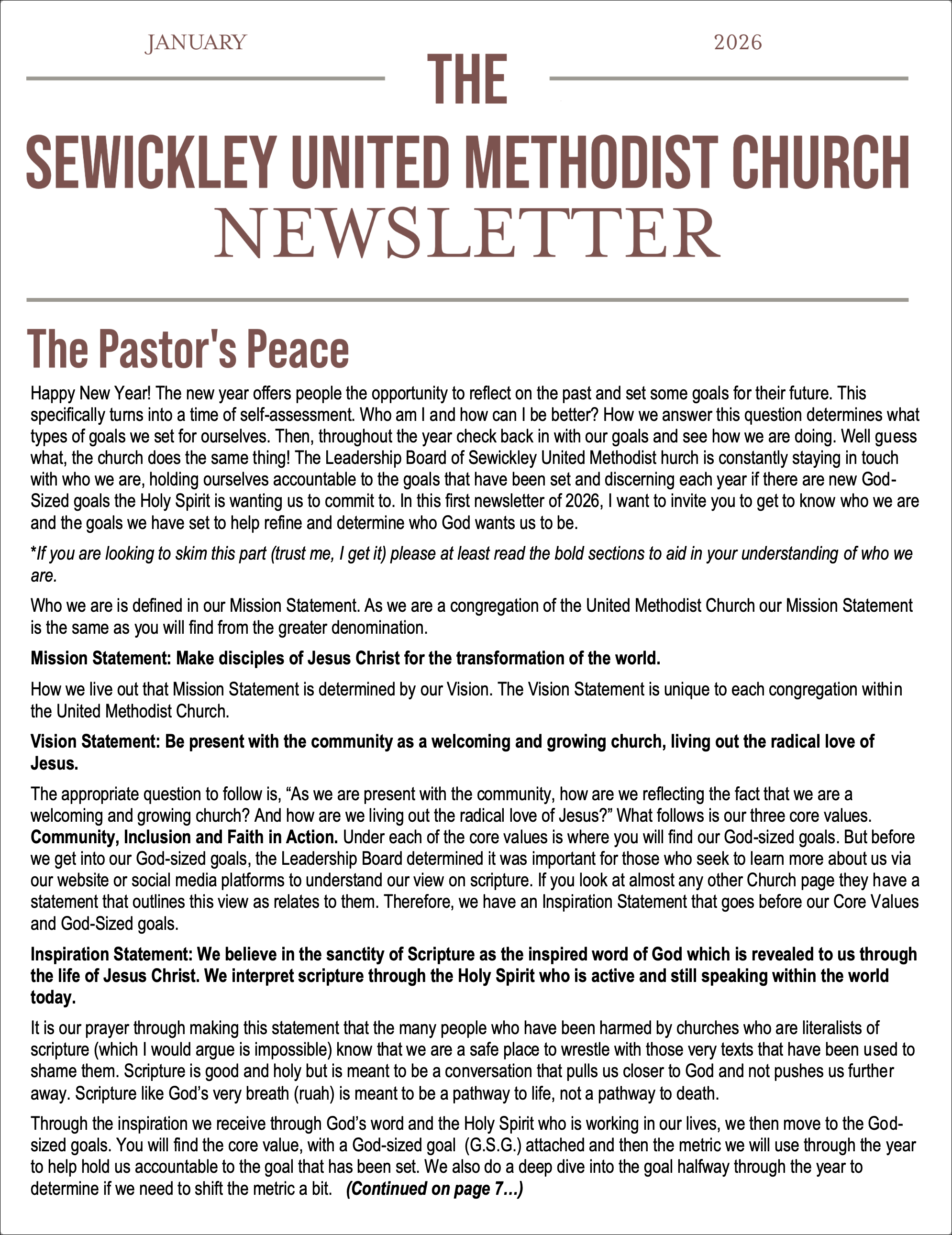 January 2026 Newsletter