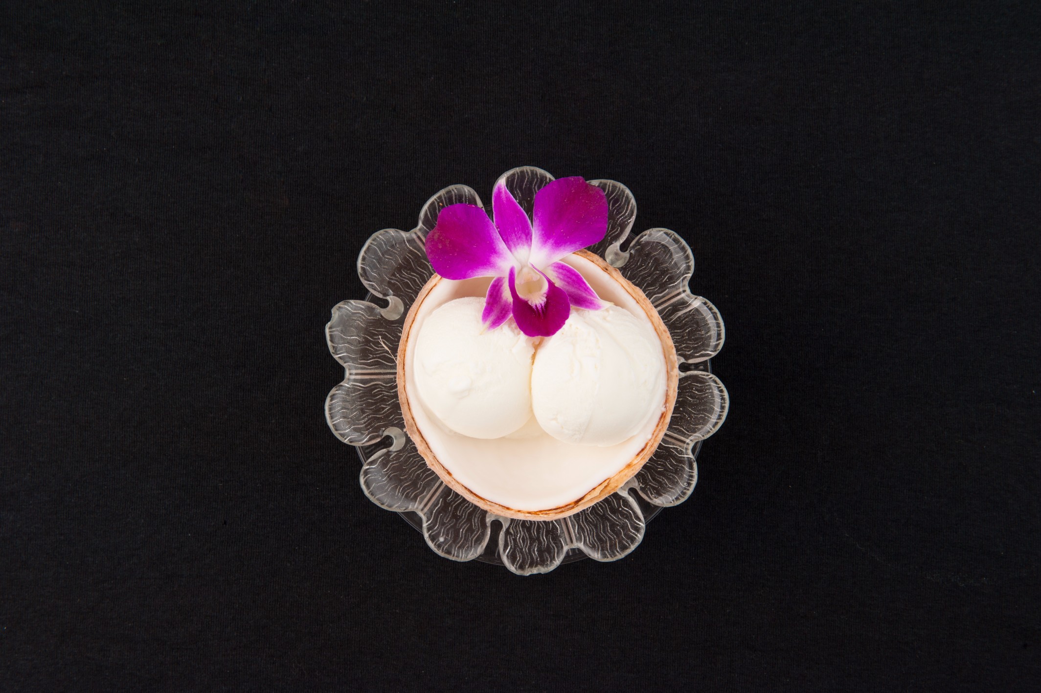 Coconut Ice Cream served in young coconut shell