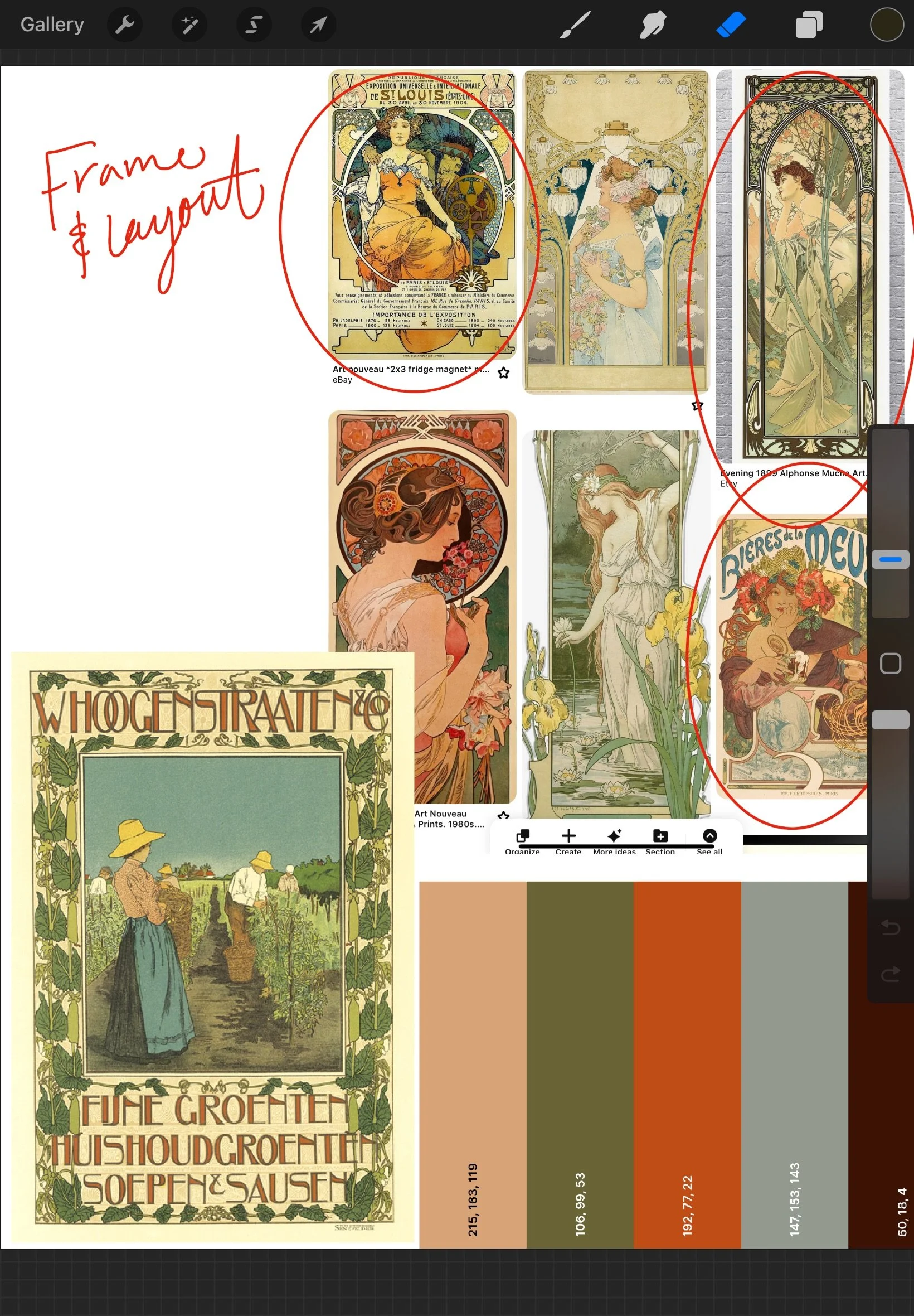 Color palette and reference images