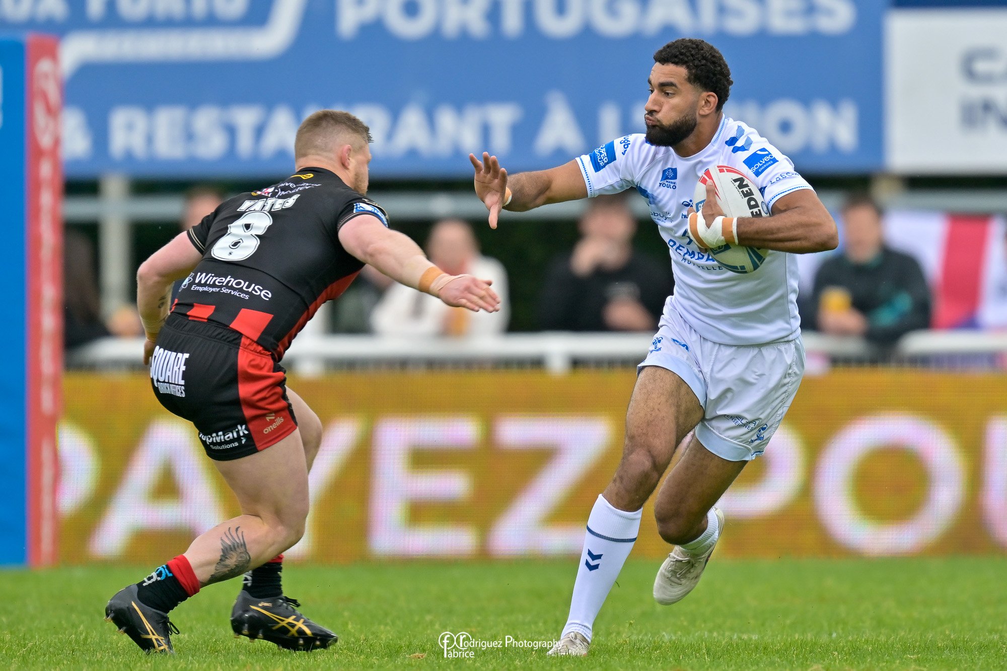 The Wolves lead by 0-18 at the half time of this round 11 of the Super League Championship against the Toulouse Olympique XIII

Toulouse Olympique  Rugby Football League  FFR XIII - F&eacute;d&eacute;ration Fran&ccedil;aise de Rugby &agrave; XIII  Tr
