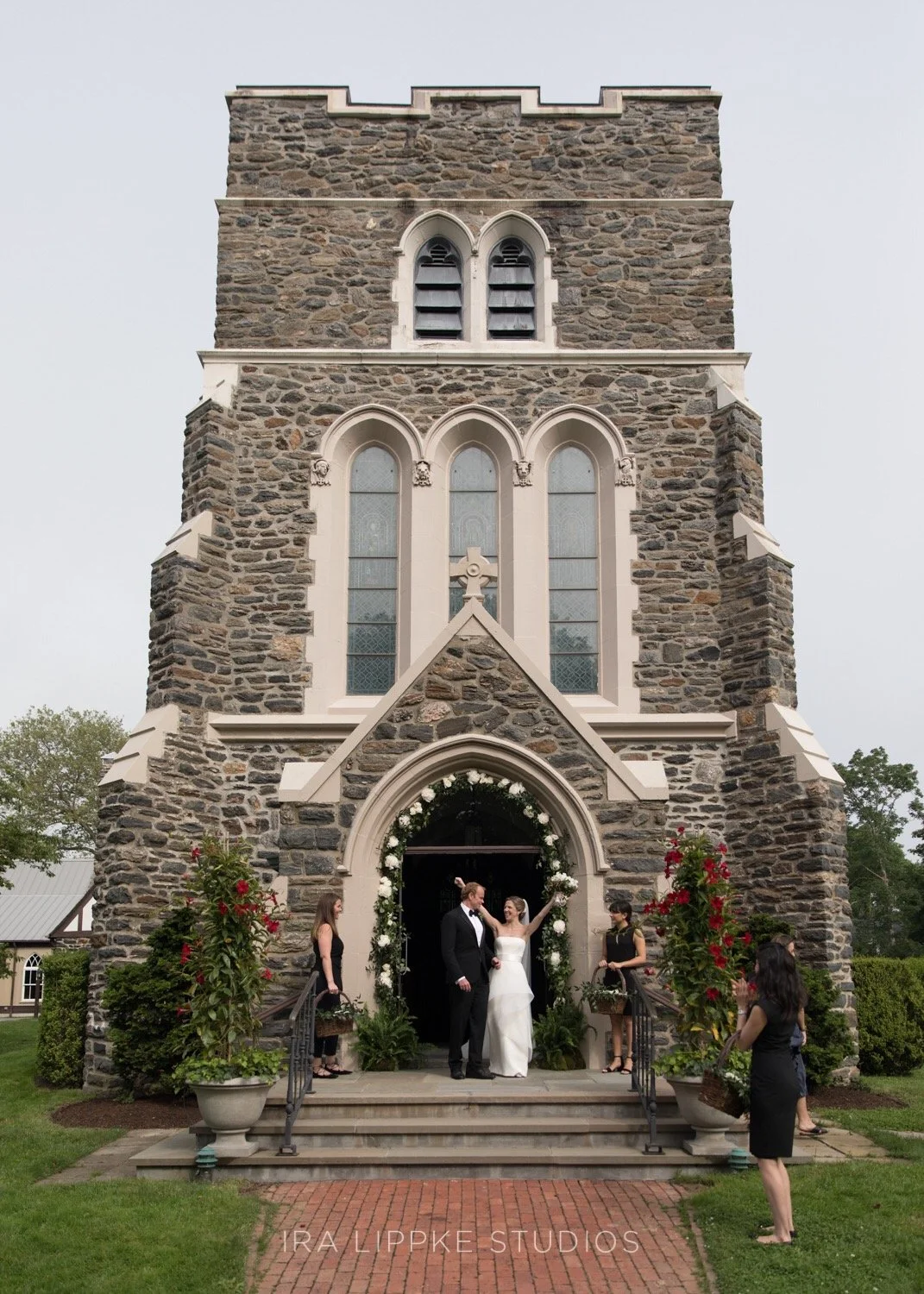 Just Married - Couple exiting St. Luke's Episcopal Church in East Hampton