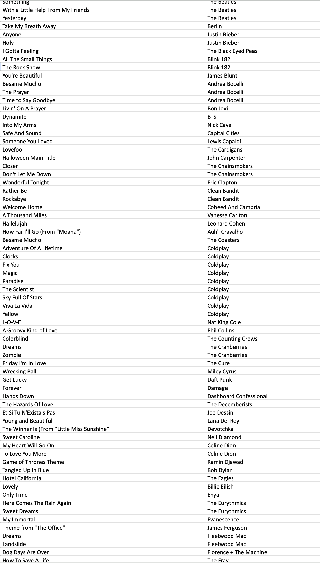 Browse our contemporary catalog below. Don't see your song? Ask about an exclusive custom arrangement written just for your wedding.