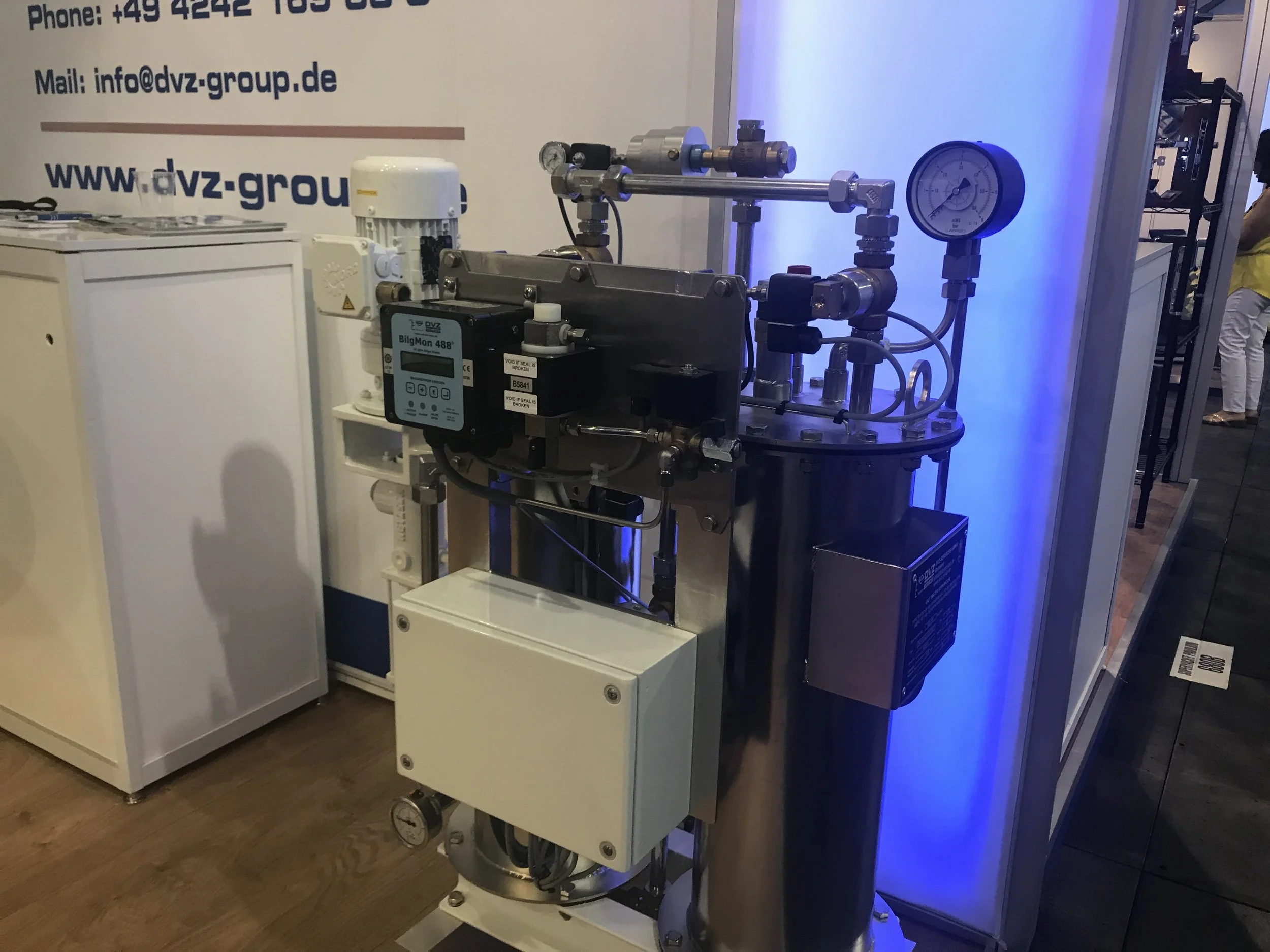The smallest oily water separator produced by DVZ Group. Pictured at the 2017 Ft. Lauderdale Boat Show.