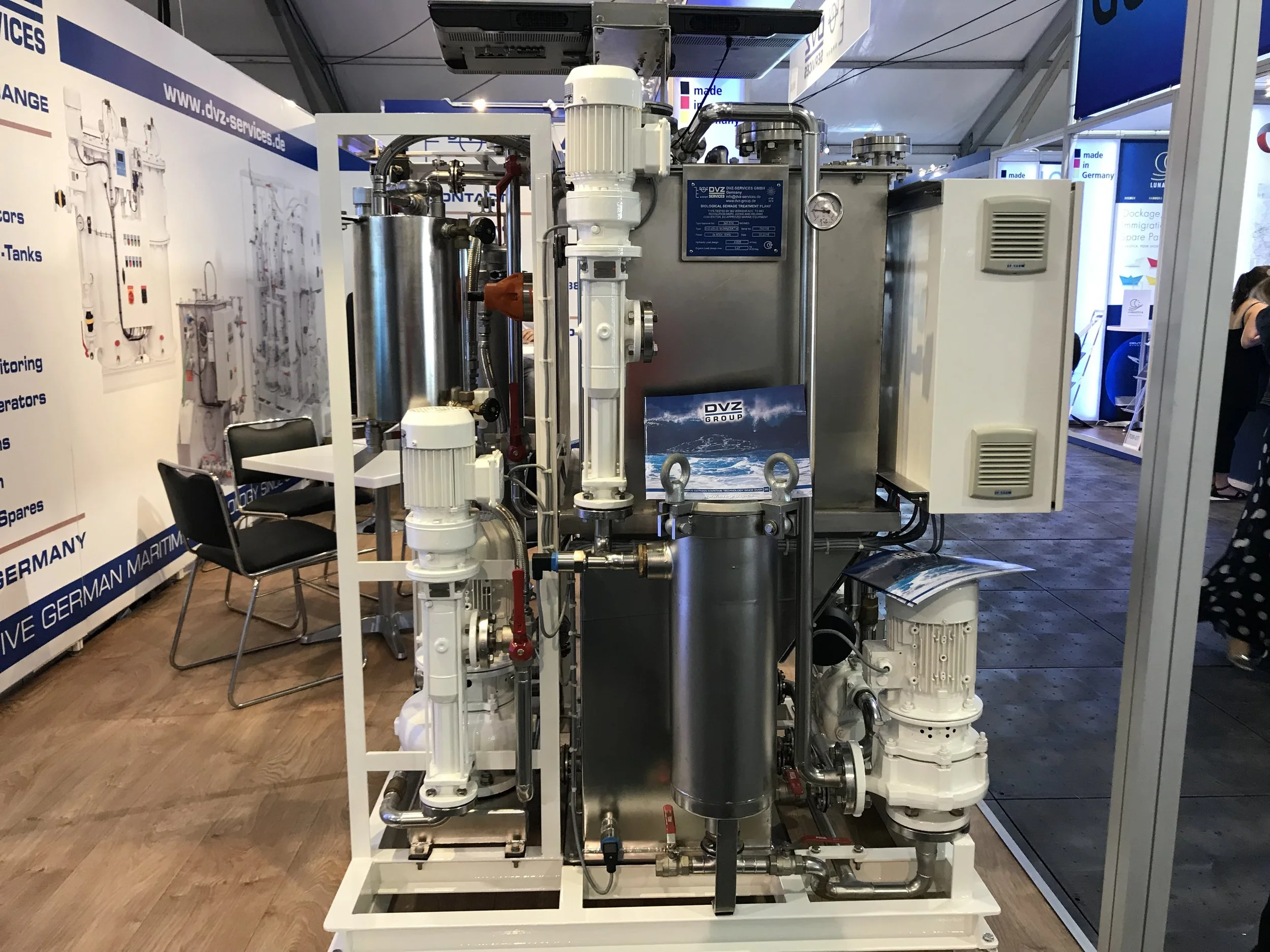 A sanitary processing plant (digester) that is about the right size for Fir. Produced by DVZ Group. Pictured from the 2017 Ft. Lauderdale Boat Show.