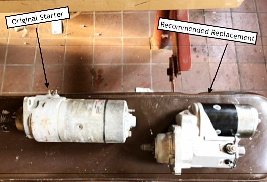 The original starter on the left. The recommended replace on the right.