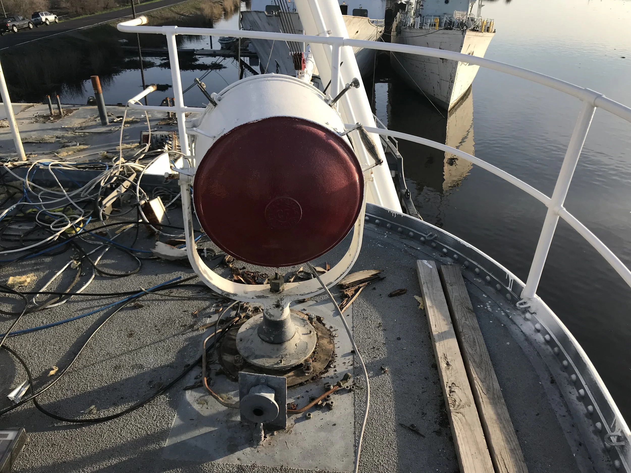 The same spotlight after chipping away rotted material at the base.