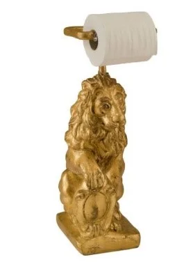 Standing Lion Toilet Paper Holder, Gold Leaf