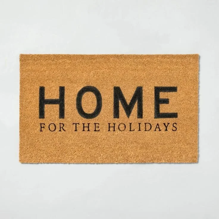 'Home For The Holidays' Seasonal Doormat Black