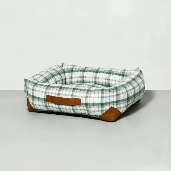 Plaid Pet Bed Green
