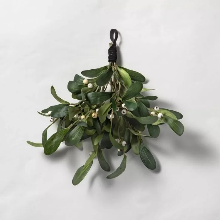10.5" Mistletoe Holiday Swag with Black Ribbon