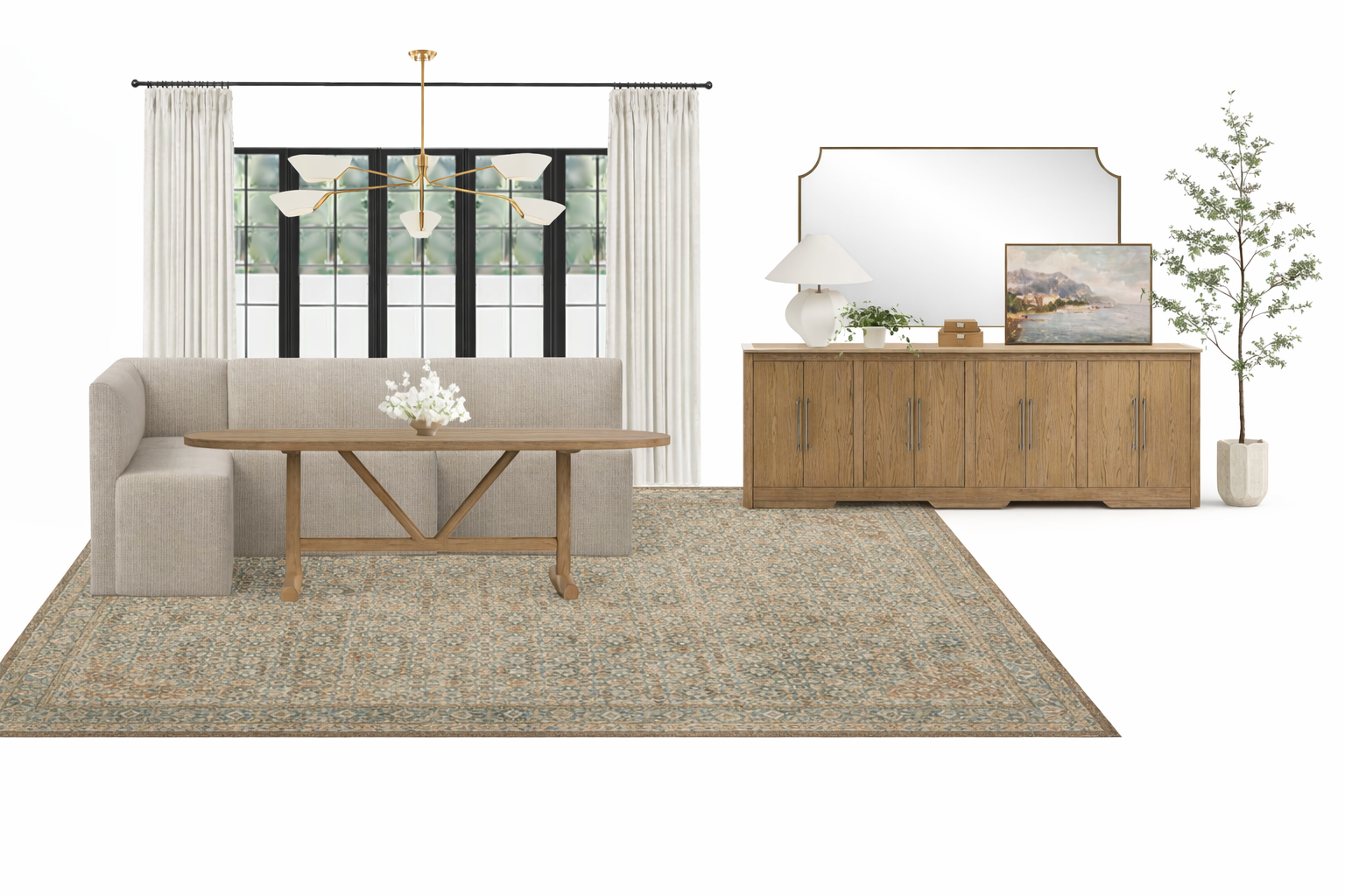 A Soft &amp; Sculptural Dining Room That Balances Comfort and Character