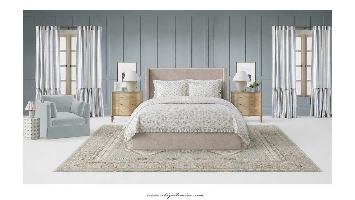 A Cottage-Inspired Blue Bedroom