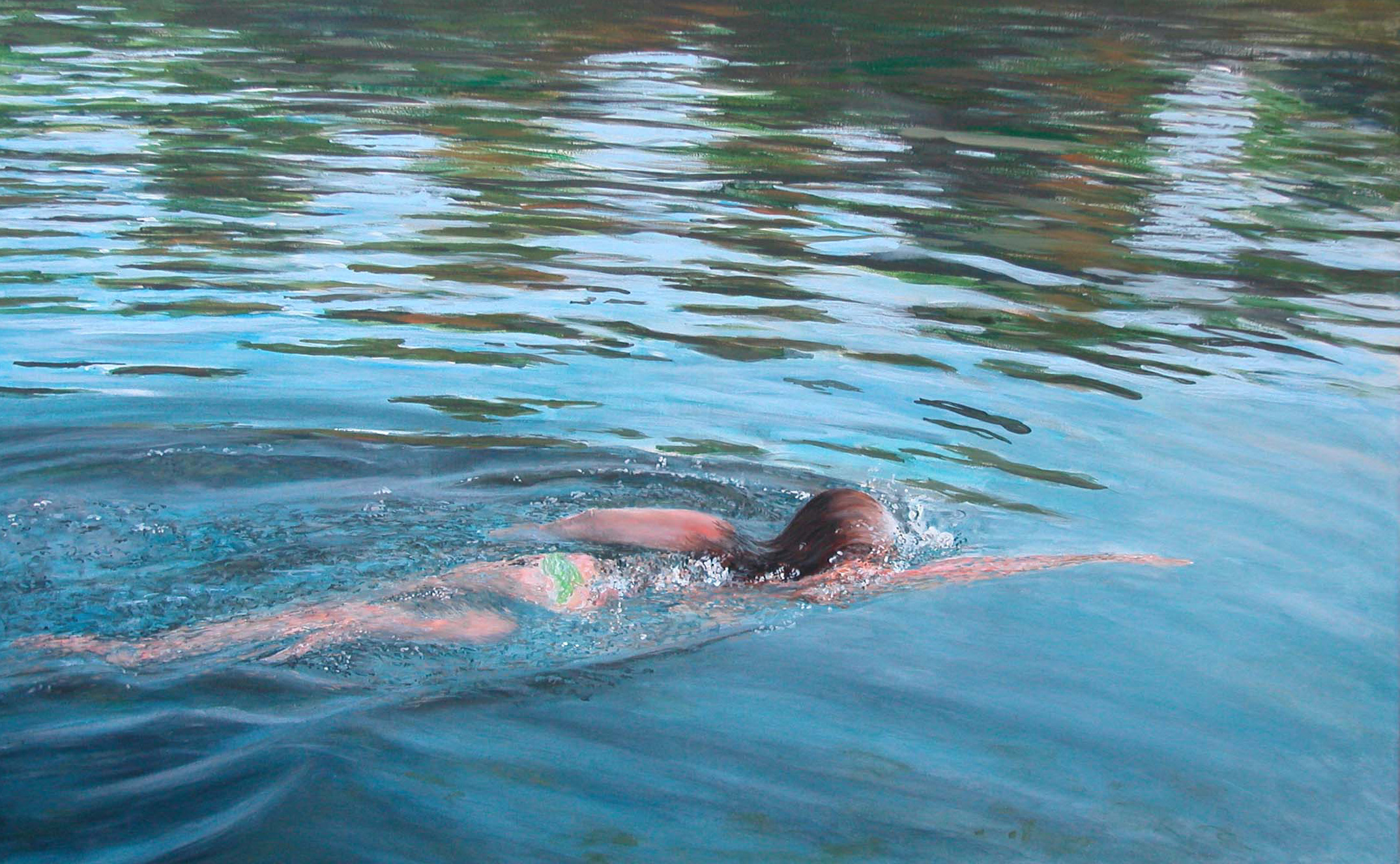 "Swim&Reflection" Acrylic on Canvas 48"x36"(Sold)