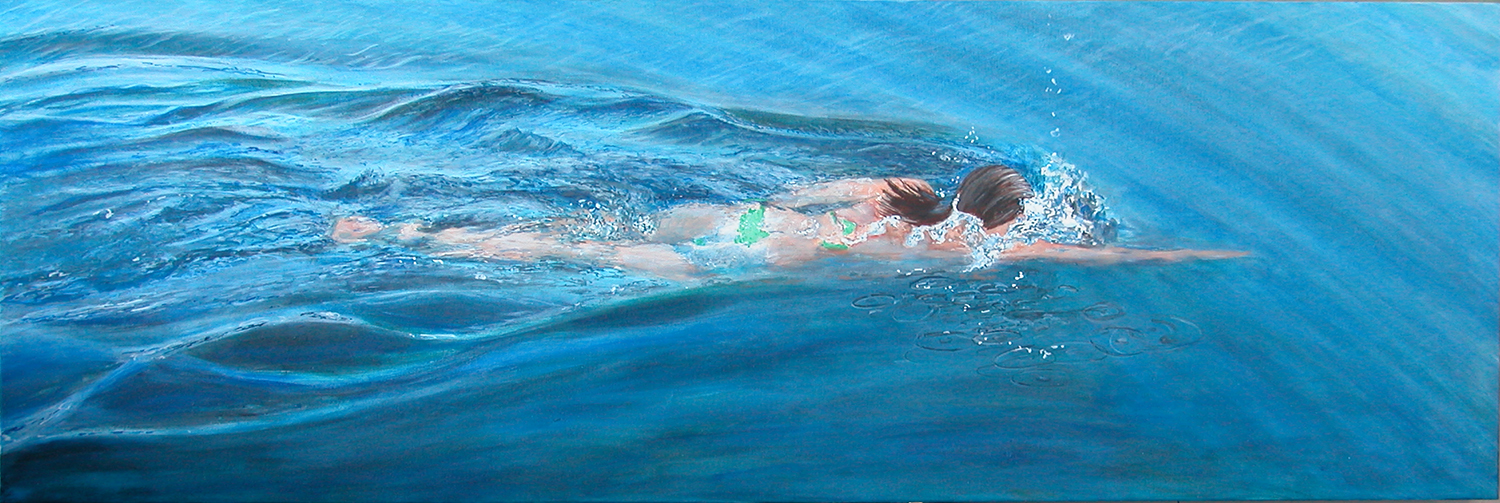 "Swim5" Acylic on Canvas 60"x20"