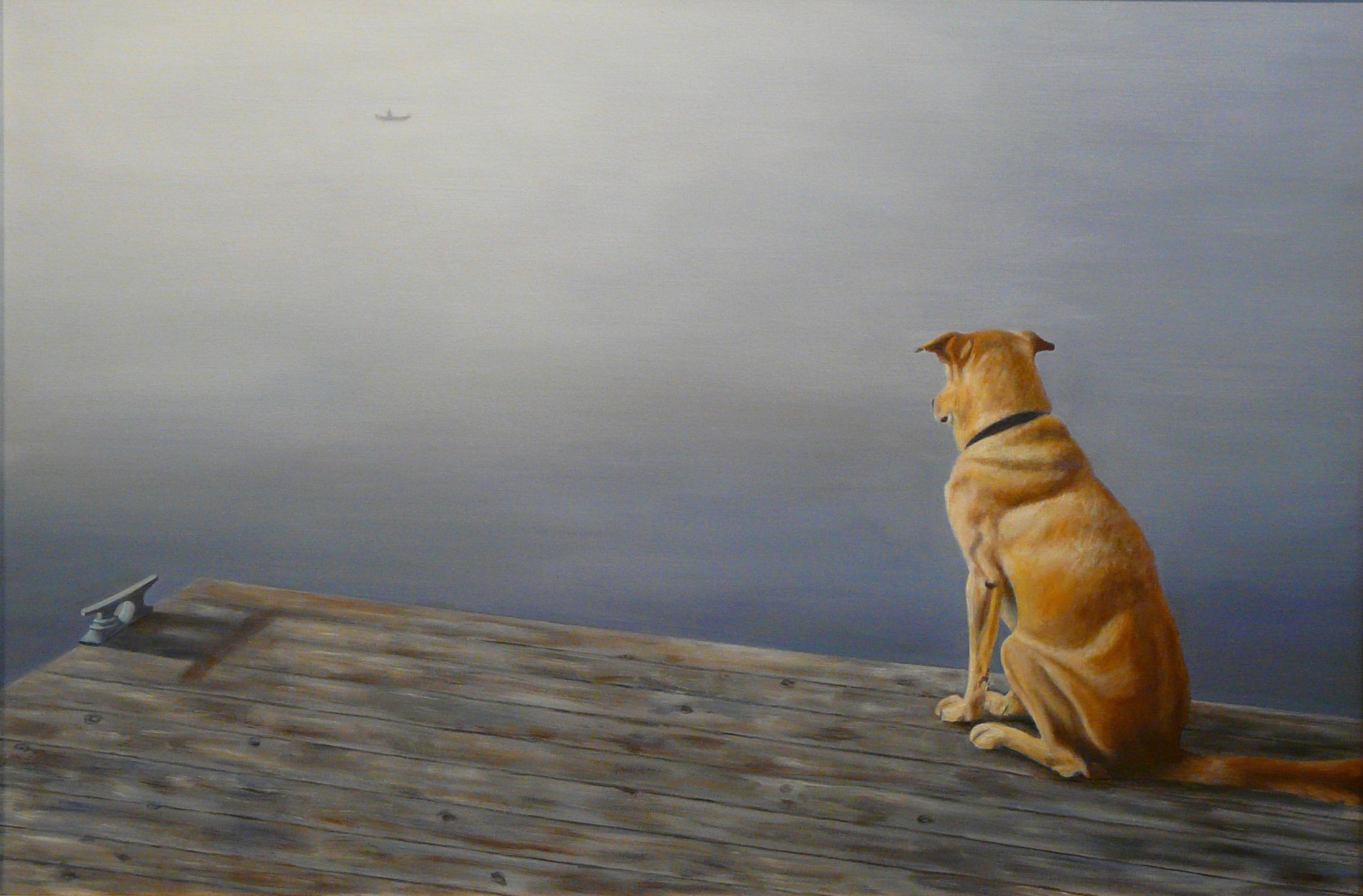 "Dog & Canoe" Oil on Canvas 36"x24"