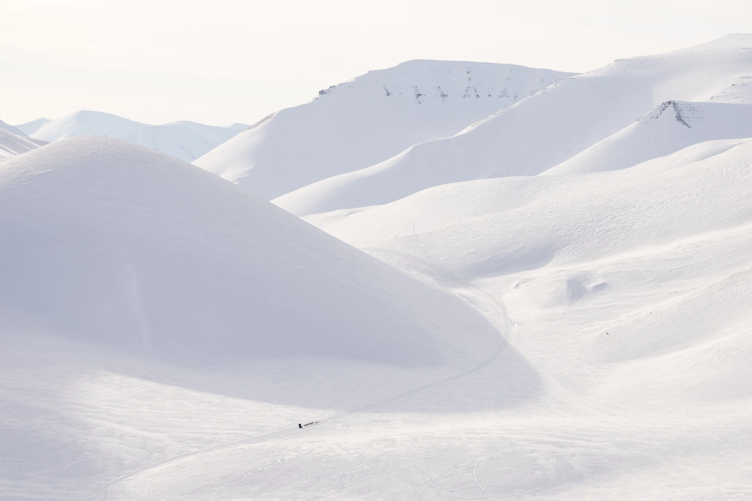 Dodge sledge crossing the vast landscape of Svalbard