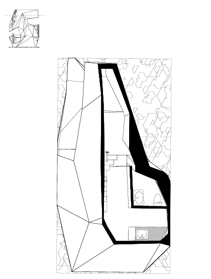 level three plan: bathroom + kitchenette + storage