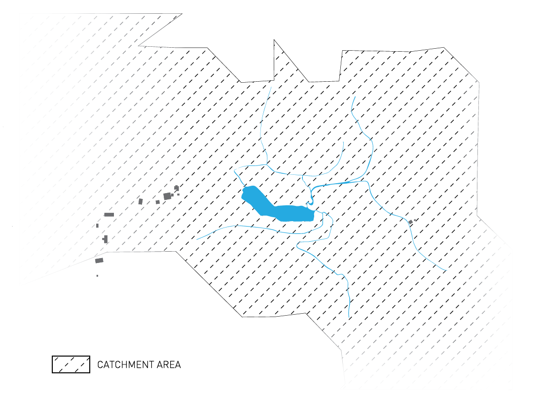 ecopond, water channels, and rainwater catchment area