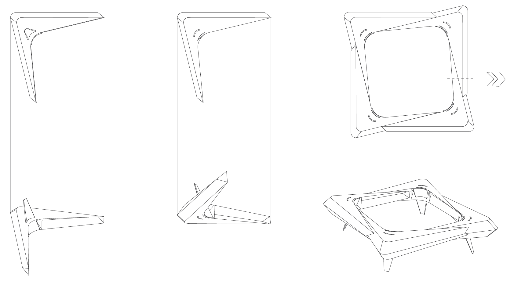 assembly of one bony plate layer using four modules