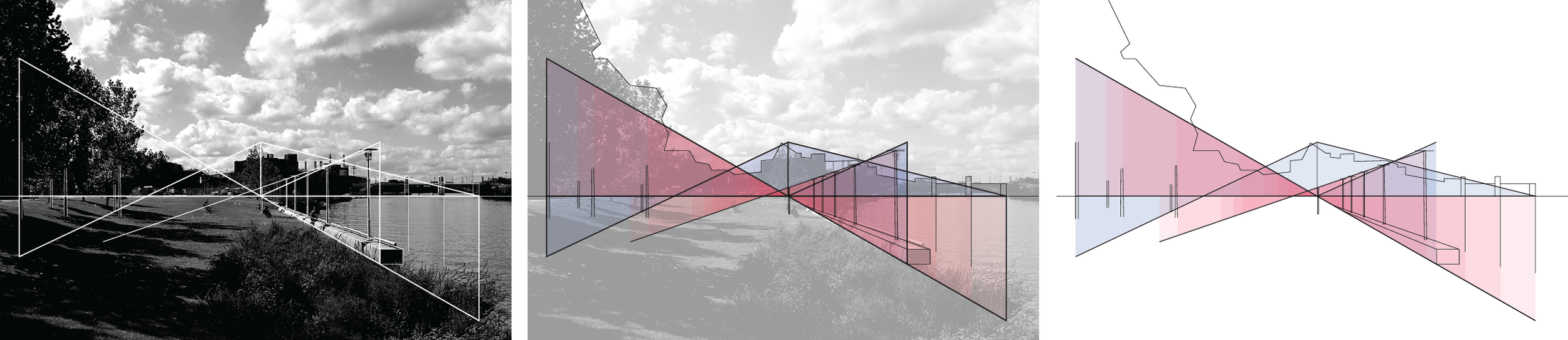 view highlighting divisions in natural and built elements