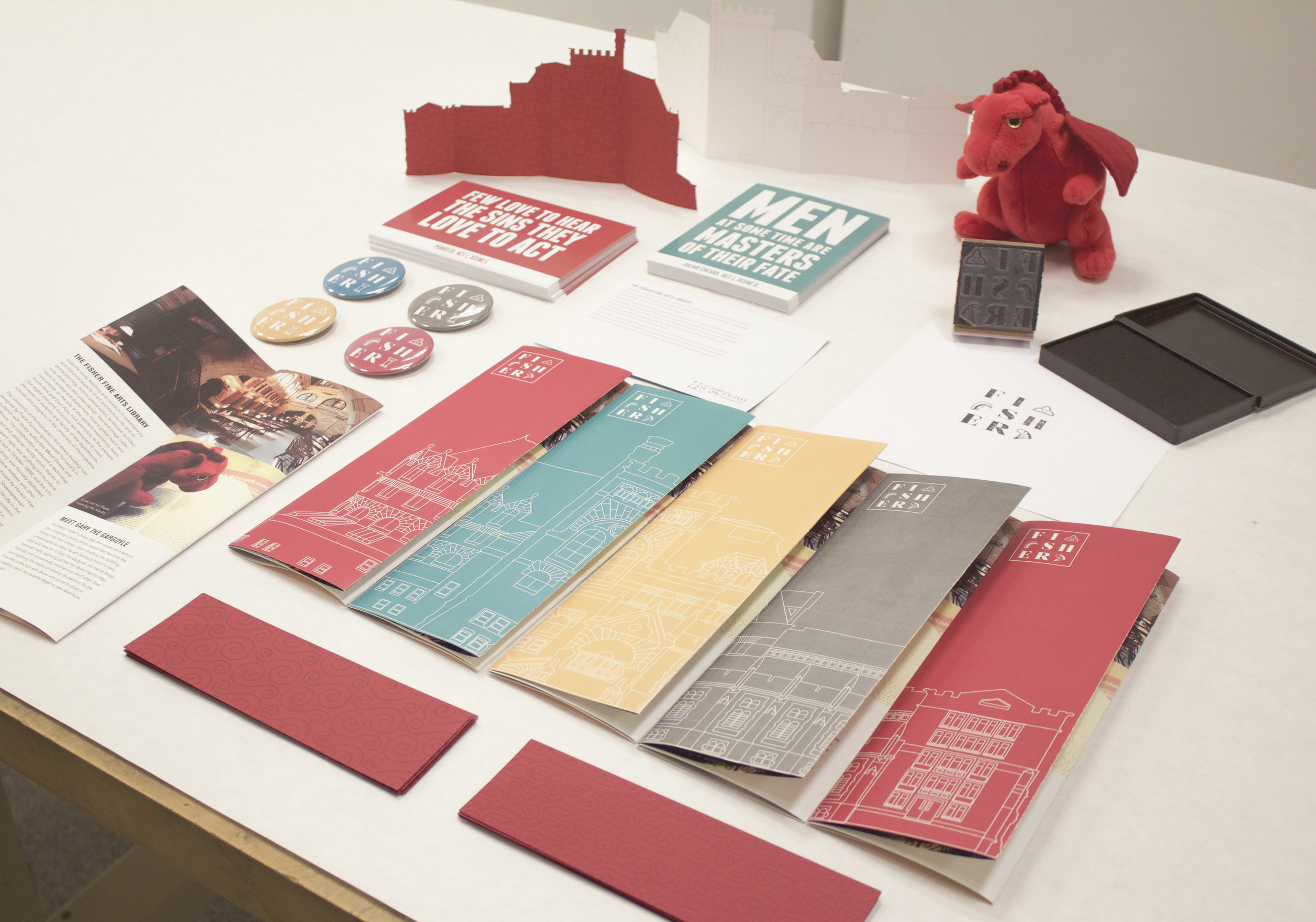 collection of produced marketing materials with logos implemented