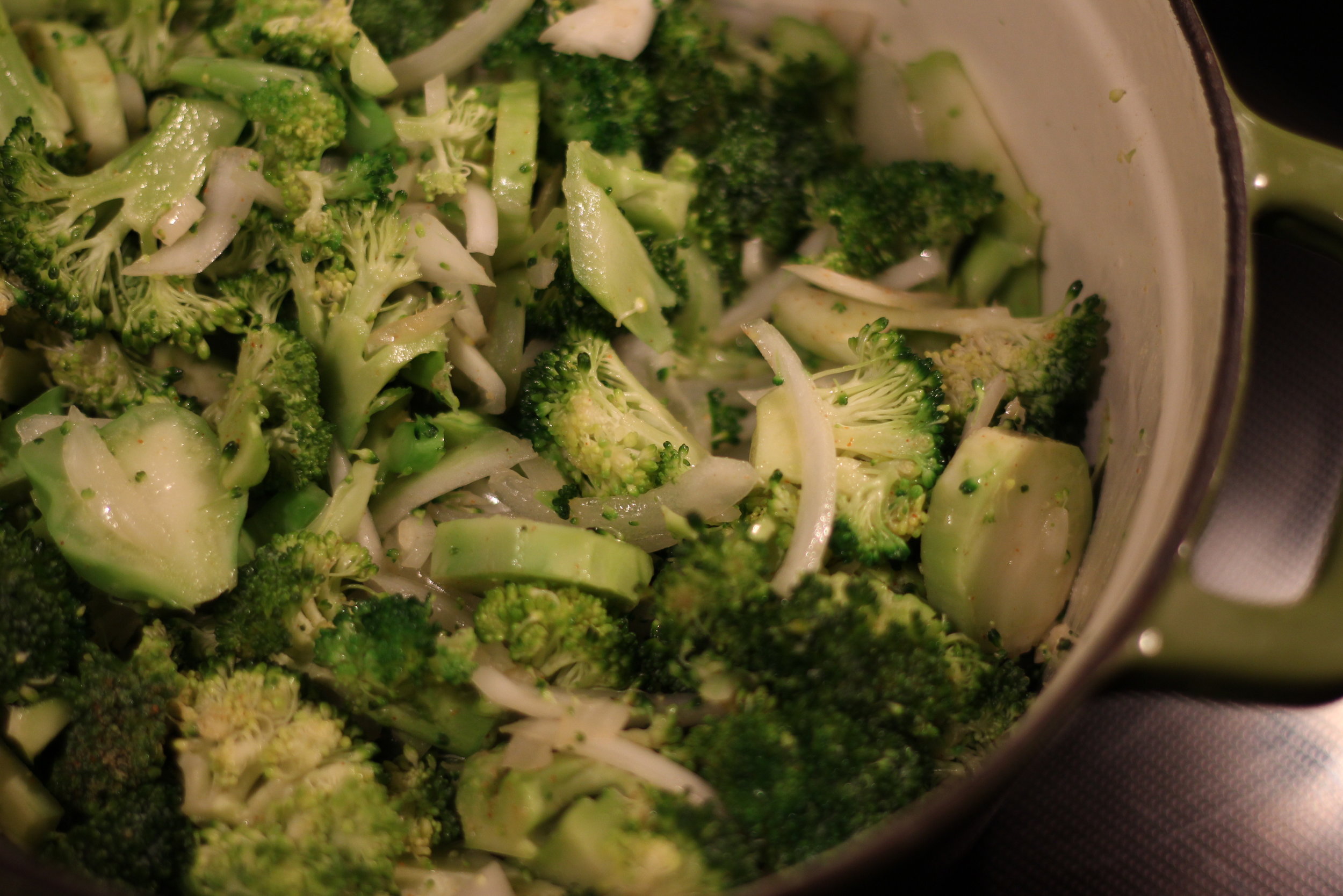  You're going to want to use ALL of the broccoli. Peeling the stalks and slicing them helps add a deep broccoli flavor. And you don't have to throw them away! 
