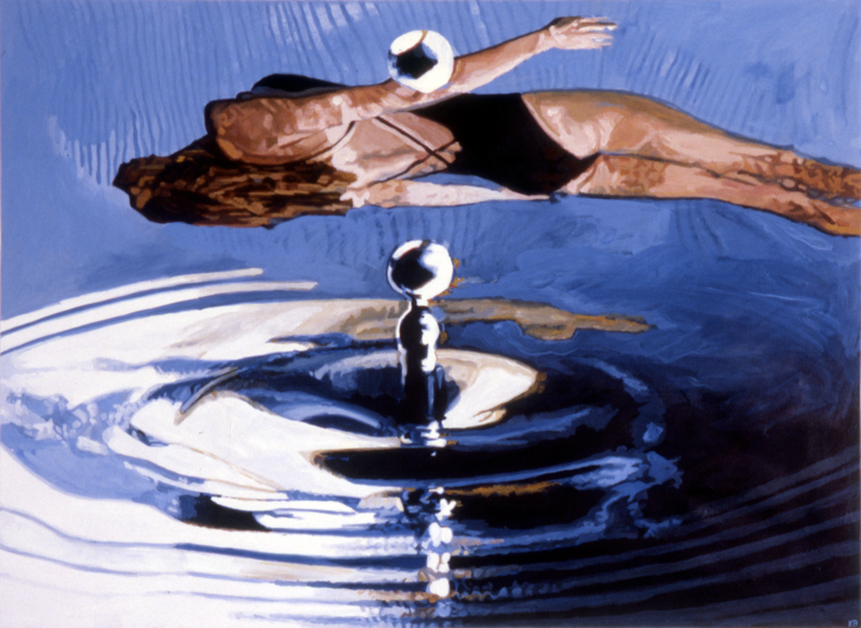   "Swimmer," 1985; Casein on Paper; 22"X30"  