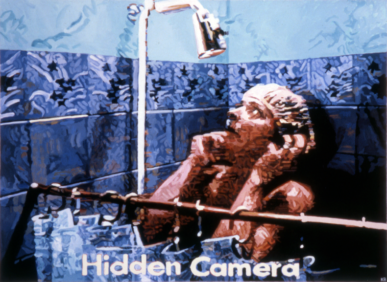   "Hidden Camera," 1985; Casein on Paper; 22"X30"  