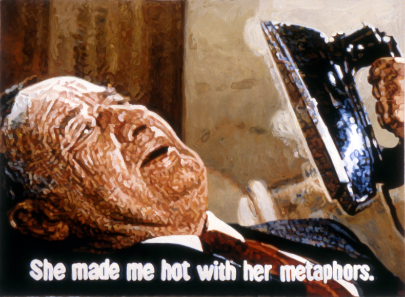 "She Made Me Hot with her Metaphors," 1986; Casein on Paper; 22"X30"