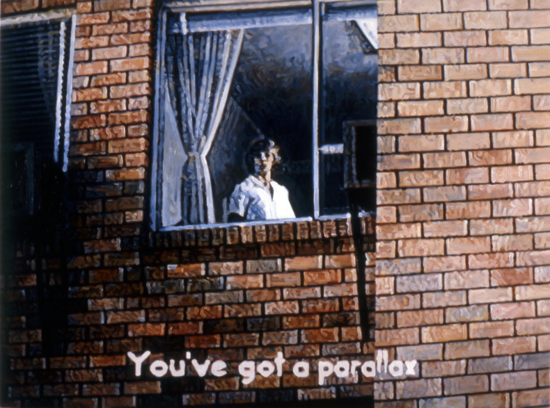   "You've Got a Parallax #2," 1986; Oil on Canvas; 36"X48"  