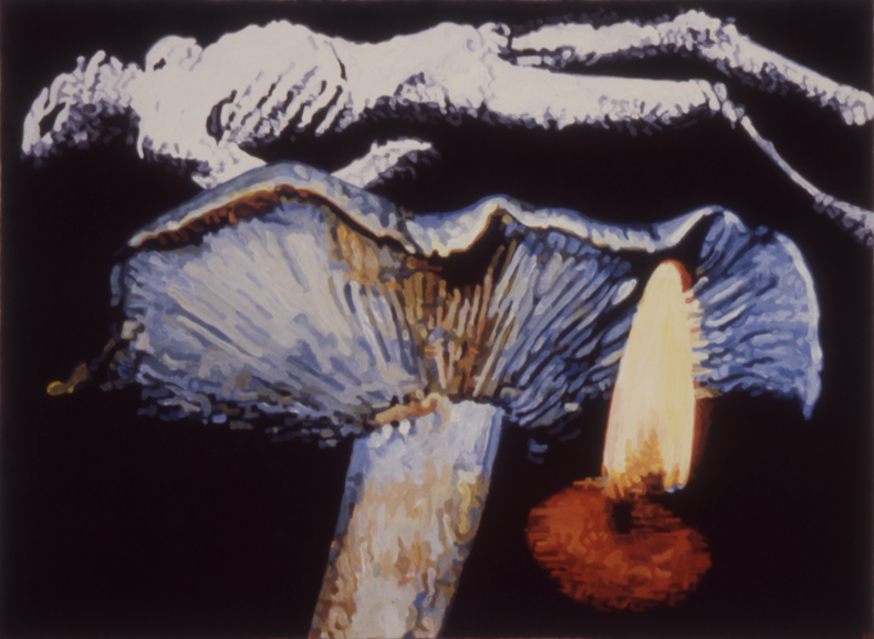   "His Death," 1986; Casein on Paper; 22"X30"  