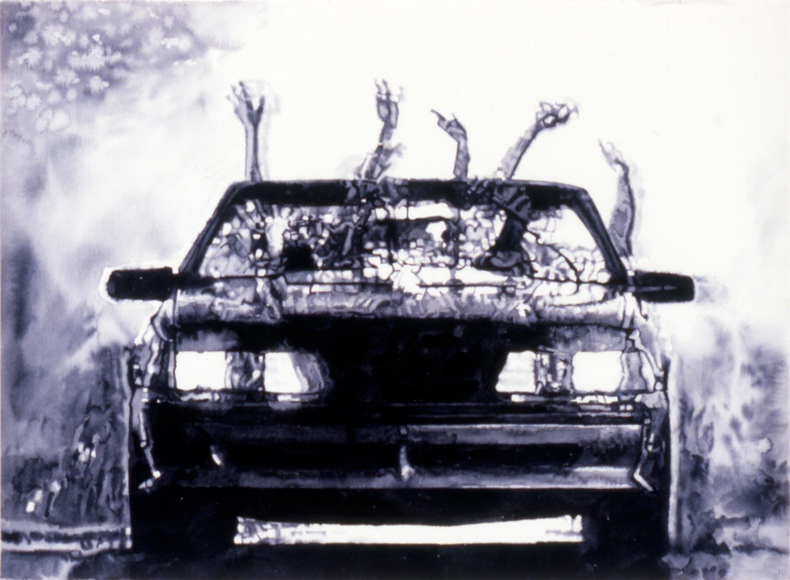 "Signal," 1989; Watercolor on Paper; 29.5"X40"