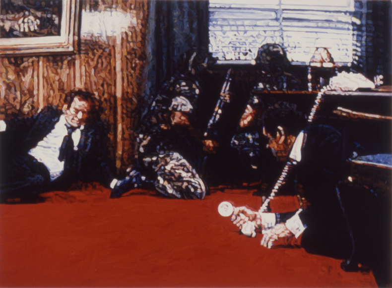   "Teleguns #3," 1988; Acrylic on Canvas; 40"X54"  