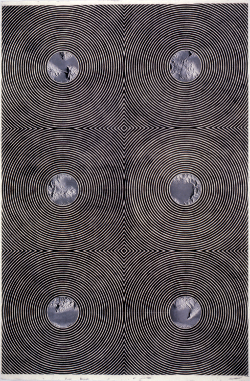 "Tread #17," 1996; Graphite Rubbing/Collage on Paper; 40"X26"