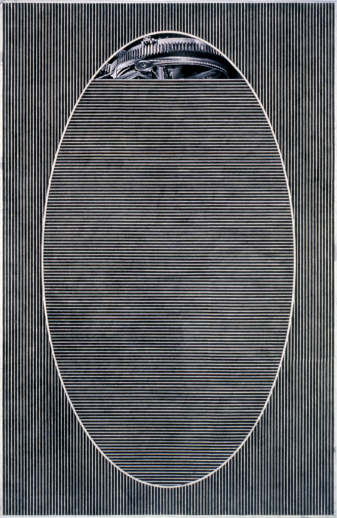   "Tread #13," 1995; Graphite Rubbing/Collage on Paper; 40"X26"  