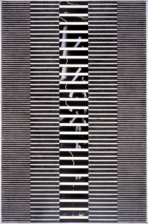   "Tread #10," 1995; Graphite Rubbing/Collage on Paper; 40"X26"  