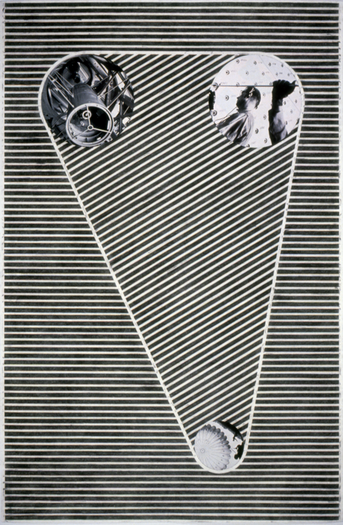  "Tread #2," 1995; Graphite Rubbing/Collage on Paper; 40"X26" 