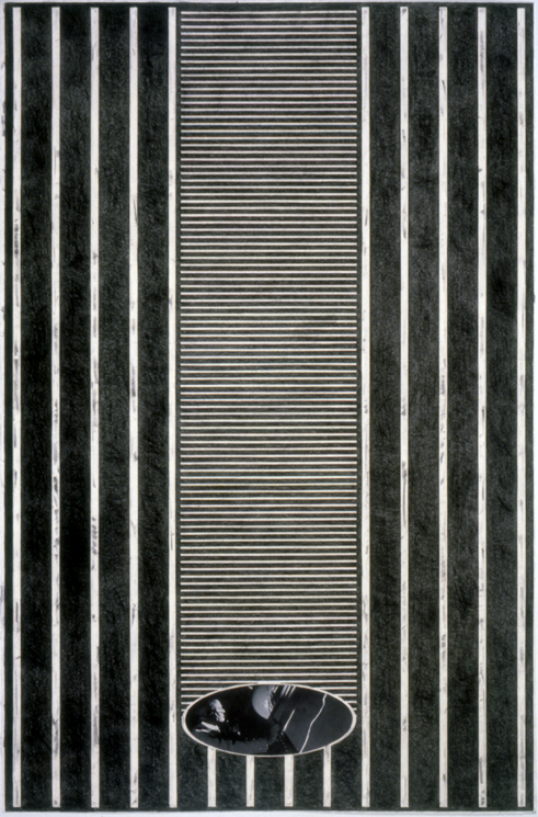   "Tread #3," 1995; Graphite Rubbing/Collage on Paper; 40"X26"  